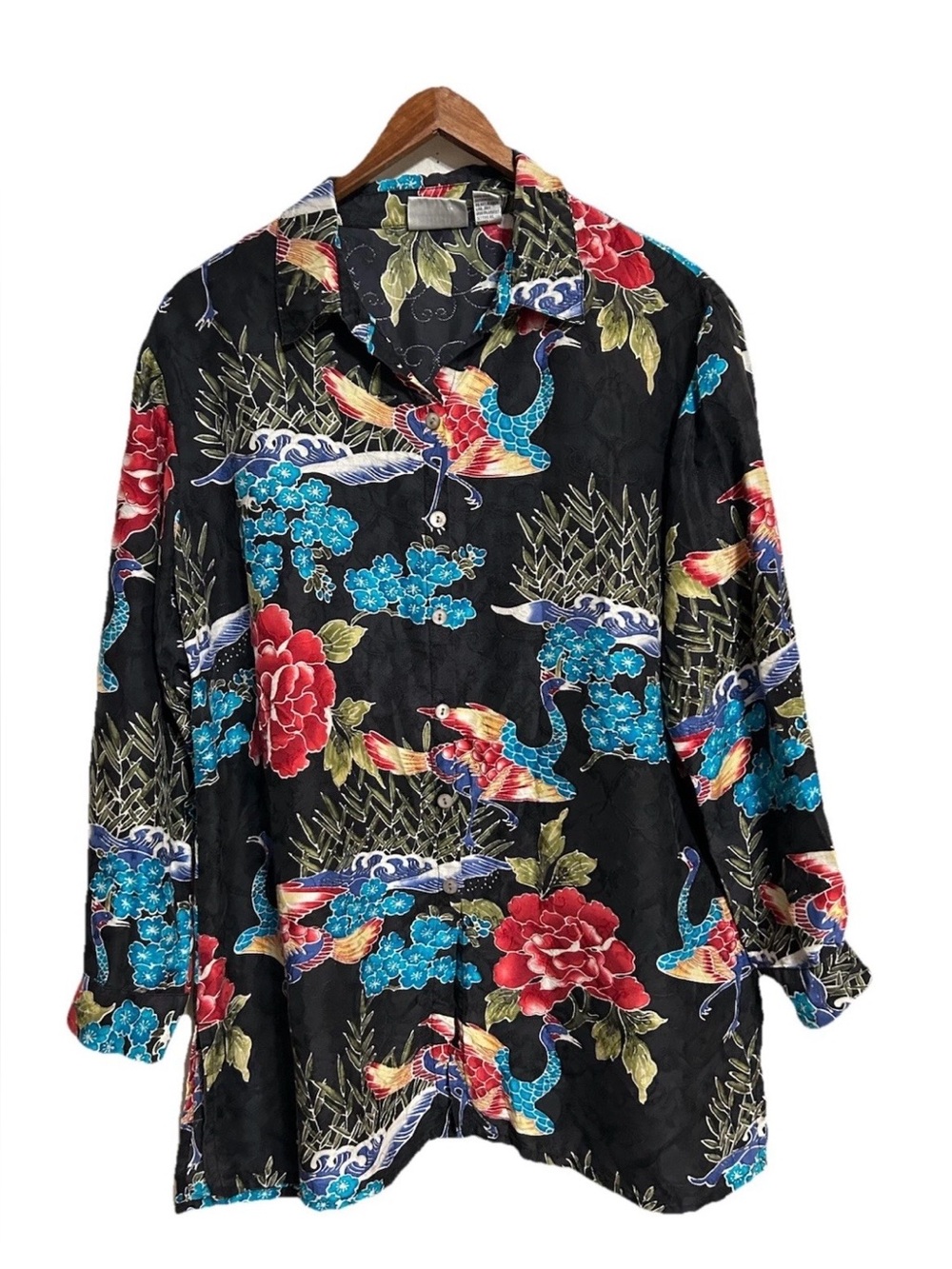 Chico's Design Silk Tunic Blouse Japanese Print